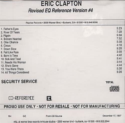 Eric Clapton Pilgrim - Revised Eq Version #4 CD-R acetate US CLPCRPI124576