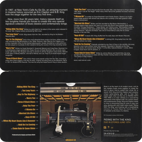 Eric Clapton Riding With The King CD album (CDLP) US CLPCDRI159162
