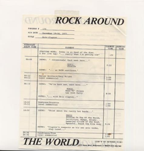 Eric Clapton Rock Around The World vinyl LP album (LP record) US CLPLPRO133626