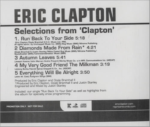 Eric Clapton Selections From Clapton CD single (CD5 / 5") US CLPC5SE520409