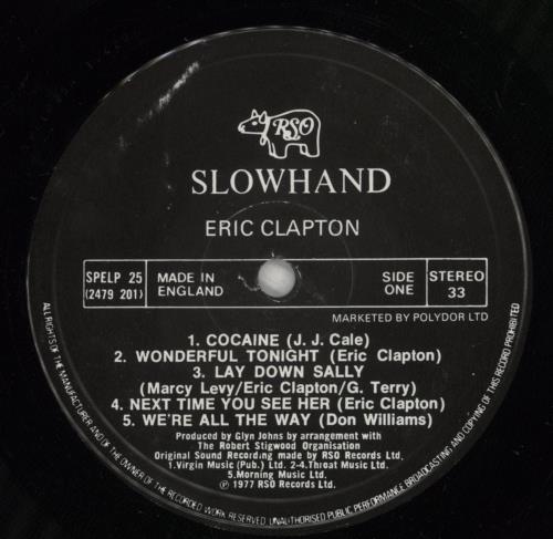 Eric Clapton Slowhand vinyl LP album (LP record) UK CLPLPSL786020