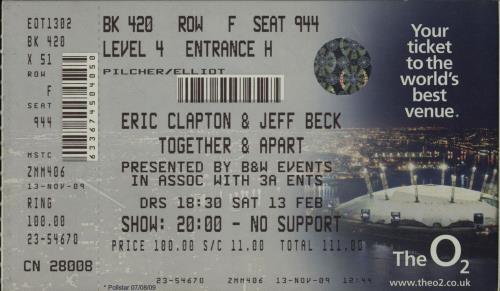 Eric Clapton Together & Apart + Ticket Stub tour programme UK CLPTRTO663116