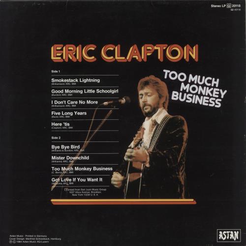 Eric Clapton Too Much Monkey Business vinyl LP album (LP record) German CLPLPTO106887
