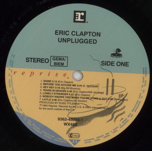 Eric Clapton Unplugged + Hype Sticker vinyl LP album (LP record) UK CLPLPUN48855