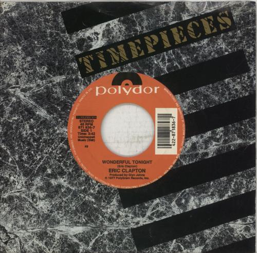 Eric Clapton Wonderful Tonight 7" vinyl single (7 inch record / 45) US CLP07WO876205