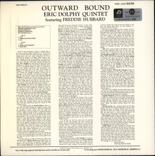 Eric Dolphy Outward Bound 2-LP vinyl record set (Double LP Album) US EDP2LOU878715