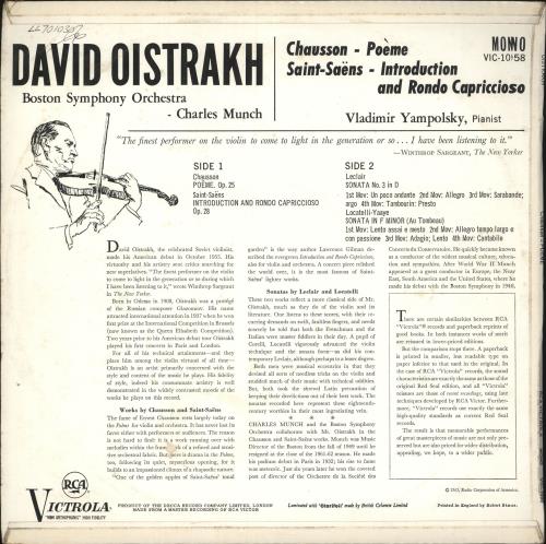 Ernest Chausson Chausson: Po�me - Introduction And Rondo Capriccio - Two Sonatas vinyl LP album (LP record) UK CV6LPCH746668