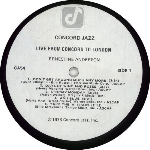 Ernestine Anderson Live From Concord To London vinyl LP album (LP record) US 4EALPLI700533