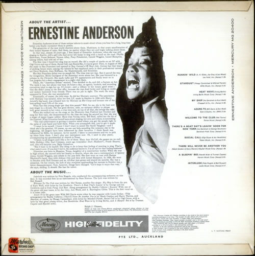 Ernestine Anderson The Toast Of The Nation's Critics vinyl LP album (LP record) New Zealand 4EALPTH531299