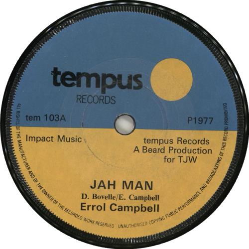 Errol Campbell Jah Man 7" vinyl single (7 inch record / 45) UK ZR007JA713204