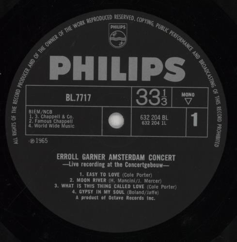 Erroll Garner Amsterdam Concert vinyl LP album (LP record) UK EA7LPAM600498