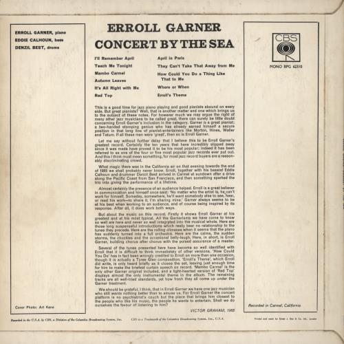 Erroll Garner Concert By The Sea vinyl LP album (LP record) UK EA7LPCO475744