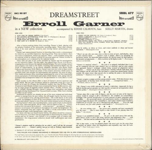 Erroll Garner Dreamstreet vinyl LP album (LP record) UK EA7LPDR583860