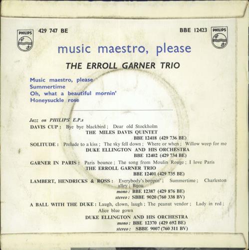 Erroll Garner Music Maestro, Please 7" vinyl single (7 inch record / 45) UK EA707MU799746