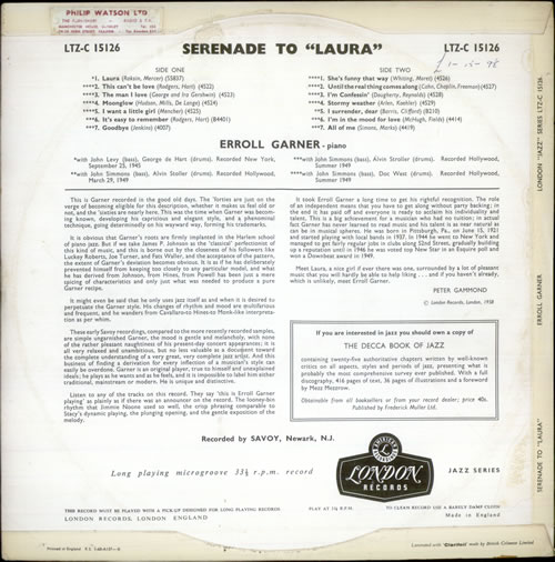 Erroll Garner Serenade To Laura vinyl LP album (LP record) UK EA7LPSE530097