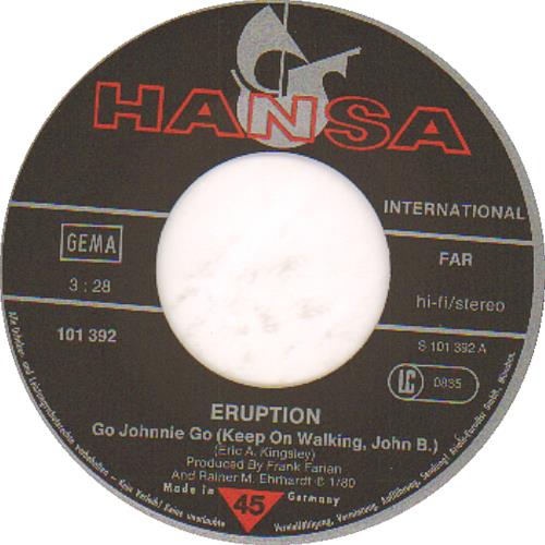 Eruption (Funk) Go Johnnie Go (Keep On Walking John B) 7" vinyl single (7 inch record / 45) German ET-07GO657539
