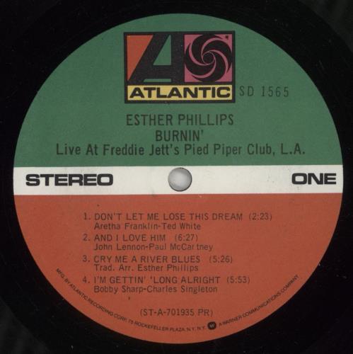 Esther Phillips Burnin' vinyl LP album (LP record) US EPILPBU492020