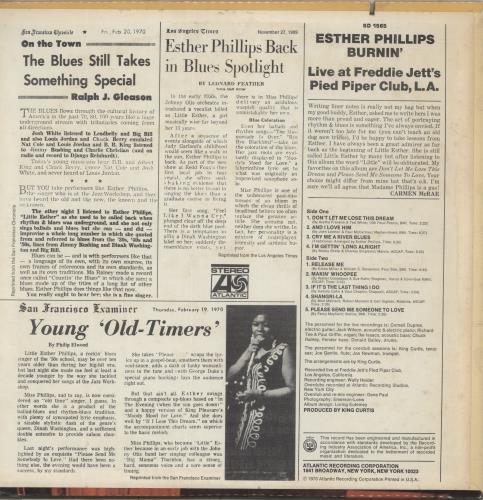 Esther Phillips Burnin' vinyl LP album (LP record) US EPILPBU492020