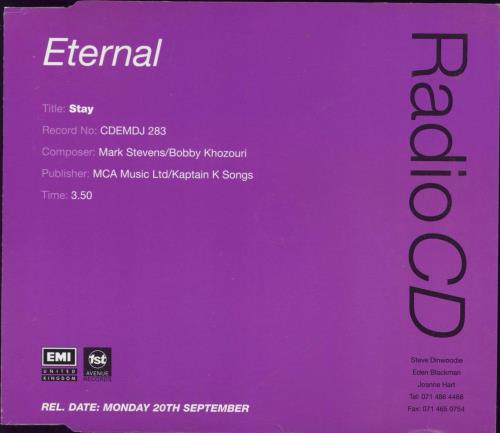 Eternal Stay CD single (CD5 / 5") UK ETEC5ST70078