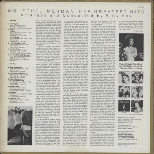 Ethel Merman Merman... Her Greatest! vinyl LP album (LP record) US EMELPME762469