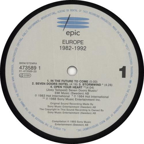 Europe Europe 1982 - 1992 2-LP vinyl record set (Double LP Album) Dutch ERP2L727440