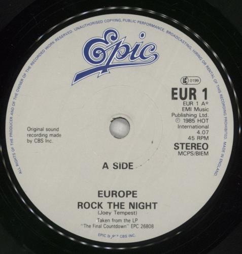 Europe Rock The Night 7" vinyl single (7 inch record / 45) UK ERP07RO564839