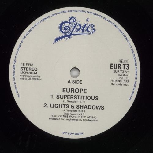 Europe Superstitious 12" vinyl single (12 inch record / Maxi-single) UK ERP12SU106123