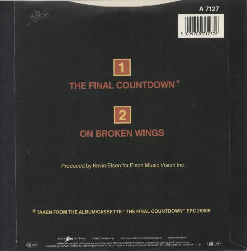 Europe The Final Countdown 7" vinyl single (7 inch record / 45) UK ERP07TH304622
