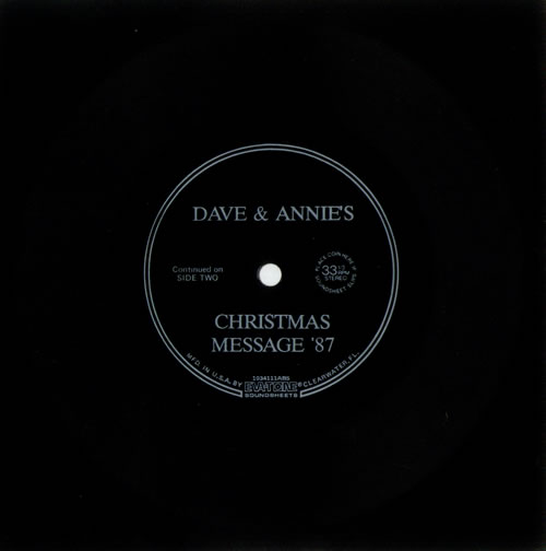 Eurythmics Christmas Message '87 7" vinyl single (7 inch record / 45) UK EUR07CH154474