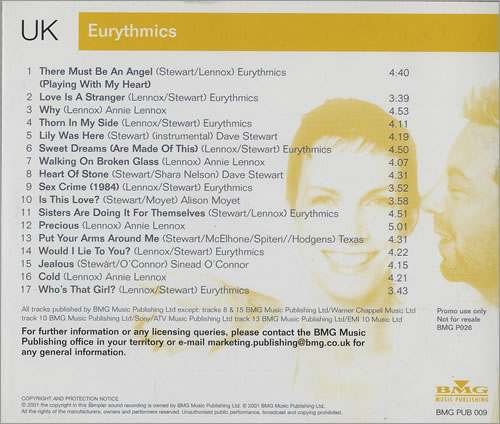 Eurythmics Eurythmics Annie Lennox Dave Stewart CD album (CDLP) UK EURCDEU214539