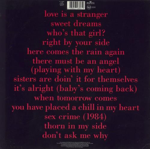 Eurythmics Greatest Hits - price stickered p/s vinyl LP album (LP record) German EURLPGR826345