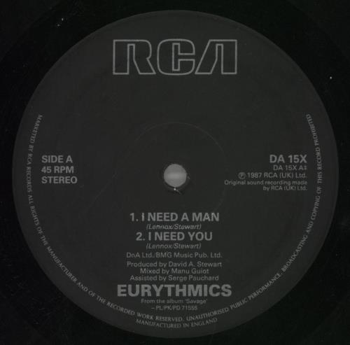 Eurythmics I Need A Man 10" vinyl single (10 inch record) UK EUR10IN05786