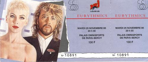 Eurythmics Revenge Tour '86 concert ticket French EURTIRE482254