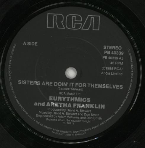 Eurythmics Sisters Are Doin' It For Themselves - Typist sleeve 7" vinyl single (7 inch record / 45) UK EUR07SI633075