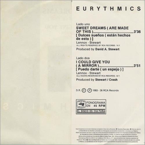 Eurythmics Sweet Dreams 7" vinyl single (7 inch record / 45) Mexican EUR07SW54804
