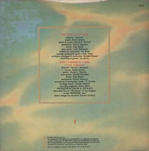 Eurythmics The Miracle Of Love 7" vinyl single (7 inch record / 45) UK EUR07TH111358