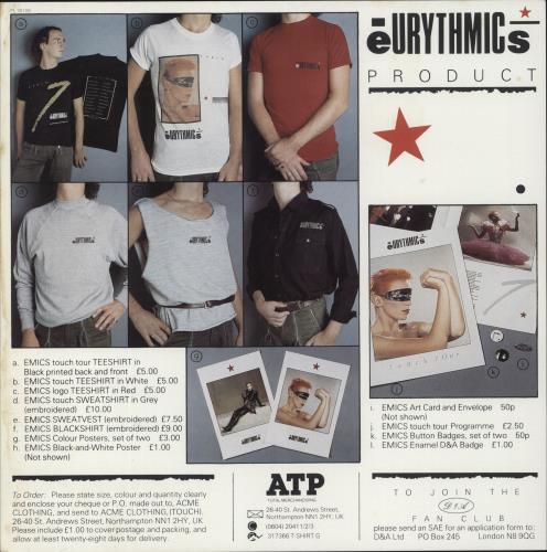 Eurythmics Touch - Merch insert vinyl LP album (LP record) German EURLPTO834828