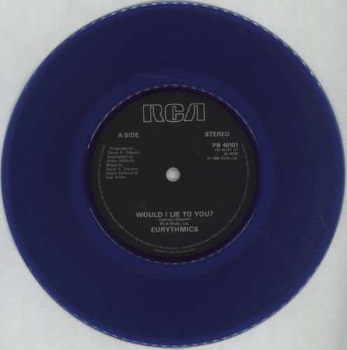 Eurythmics Would I Lie To You? - Blue Vinyl 7" vinyl single (7 inch record / 45) UK EUR07WO29672