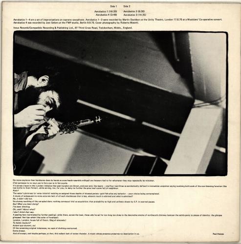 Evan Parker Saxophone Solos vinyl LP album (LP record) UK EPALPSA459426