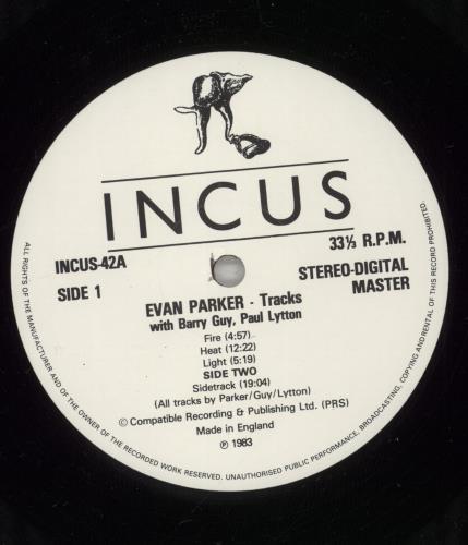 Evan Parker Tracks vinyl LP album (LP record) UK EPALPTR886982