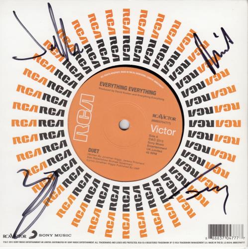 Everything Everything Duet - Autographed 7" vinyl single (7 inch record / 45) UK EVJ07DU583306