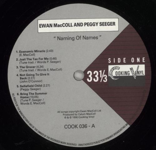 Ewan MacColl Naming Of Names vinyl LP album (LP record) UK ECWLPNA878682