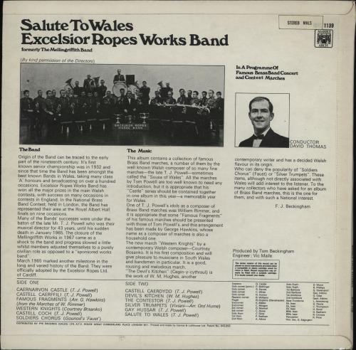 Excelsior Ropes Works Band Salute To Wales vinyl LP album (LP record) UK 21KLPSA762105