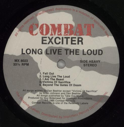 Exciter Long Live The Loud + Insert vinyl LP album (LP record) US EX0LPLO879260