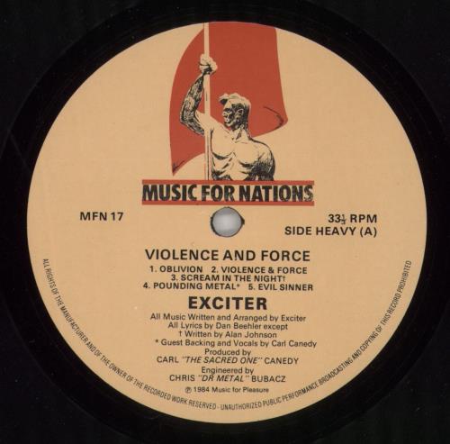 Exciter Violence & Force vinyl LP album (LP record) UK EX0LPVI674387