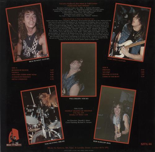 Exodus Bonded By Blood - 1st - EX vinyl LP album (LP record) UK EX-LPBO612678