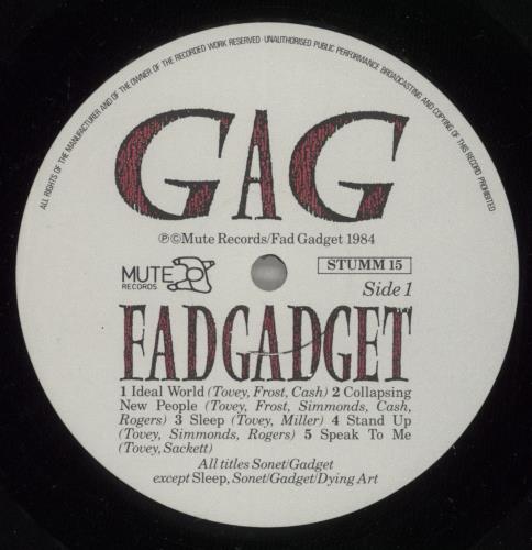 Fad Gadget Gag vinyl LP album (LP record) UK FADLPGA298532
