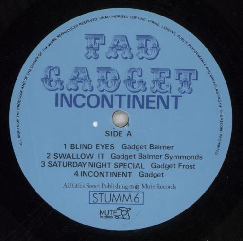 Fad Gadget Incontinent vinyl LP album (LP record) UK FADLPIN298546