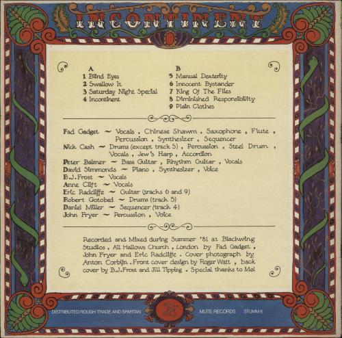 Fad Gadget Incontinent vinyl LP album (LP record) UK FADLPIN298546