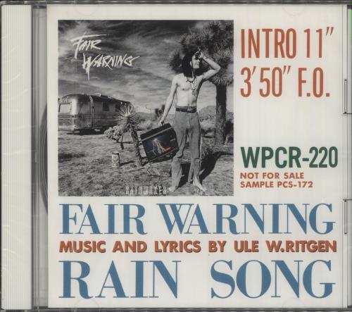 Fair Warning Rain Song CD single (CD5 / 5") Japanese 0CIC5RA732151